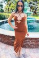 Cut Out Maxi Dress Brown