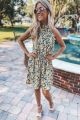 Print Halter Dress Yellow
