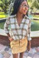 Twisted Plaid Blouse