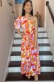 Print One Shoulder Maxi Dress White