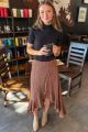 Leopard Ruffle Maxi Skirt Brown