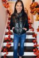 Vegan Leather Puffer Vest Black