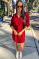 Knit Shift Dress Red