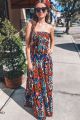 Smocked Print Maxi Dress Black