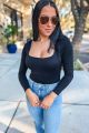 Square Neck Bodysuit Black