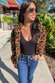 Fuzzy Zip Up Leopard Sweatshirt