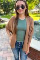 Dolman Sleeve Open Front Cardigan Camel