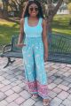 Wide Leg Print Pants Blue