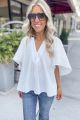 Flutter Sleeve Classic Blouse White