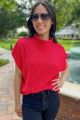 Mock Neck Sweater Top Red