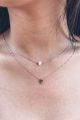 Layered Pearl & Cross Necklace Silver