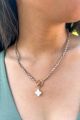 Beaded Clover Necklace Grey