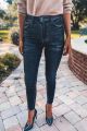 Raw Hem Ankle Skinny Black