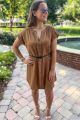 Belted Shift Dress Camel