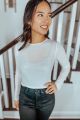 Sheer Glitter Crop Top Off White