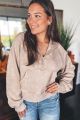 Half Zip Acid Wash Sweatshirt Mocha