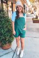 Corduroy Overall Shorts Green