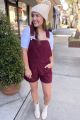 Corduroy Overall Shorts Wine