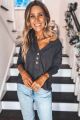 Button Ribbed Top Charcoal