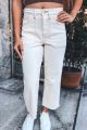 Cropped Wide Leg Jeans Ecru