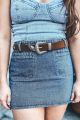 Front Pocket Denim Skirt Blue