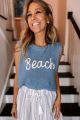 Beach Sleeveless Sweater Blue