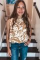 Tropical Print Bubble Blouse Sand