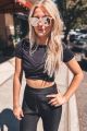 Bow Back Crop Top Black
