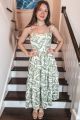 Tropical Knot Back Dress Sage