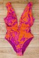Print V-Neck One Piece Purple