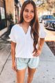 Notch Front Blouse White