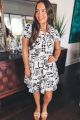 Print Shift Dress Ivory