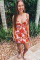 Print Tie Front Dress Red