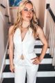 Linen Halter Vest White