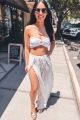 Pom Pom Split Leg Pants White