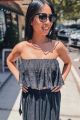 Ruffle Crop Top Black