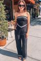 Scalloped Trim Pants Black