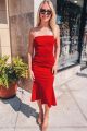 Flared Midi Dress Red