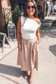 Button Down Skirt Taupe