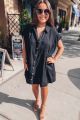 Button Down Gauze Shift Dress