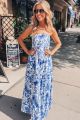 Strapless Print Gown