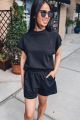 French Terry Cap Sleeve Top Black