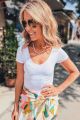 Seamless V-Neck Crop Top White