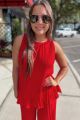 Pleated Tank Red