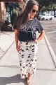 Print Maxi Skirt Cream