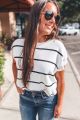 Striped Knit Blouse White