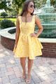 Floral Mini Skater Dress Yellow