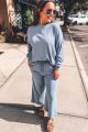 Ribbed Wide Leg Pants Blue