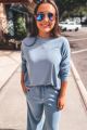 Ribbed Light Weight Sweatshirt Blue