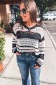 Striped Crochet Summer Sweater Black